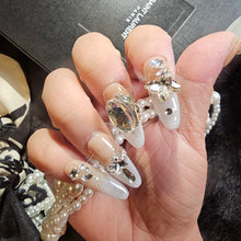 Load image into Gallery viewer, Refined RadLong Almond Press-On Nails with Crystal Embellishmentsiance
