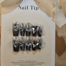 Load image into Gallery viewer, Handmade Noir Diamond Glitter Press-On Nail Collection