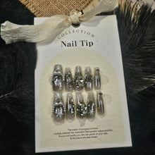 Load image into Gallery viewer, Sparkling Snowflakes Handmade art Press-On Nail Set: Dazzle With Every Gesture