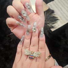 Load image into Gallery viewer, Sparkling Snowflakes Handmade art Press-On Nail Set: Dazzle With Every Gesture