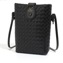 Load image into Gallery viewer, Stylish Mini Woven Crossbody Cellphone Bag in Faux Leather.