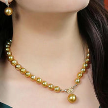 Load image into Gallery viewer, Chic Elegance Pearl Necklace Set with Gold-Tone Bow Pendant and Crystal Accents
