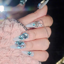 Load image into Gallery viewer, Elegant Arctic Teal Stiletto Press-On Nails on display