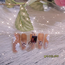 Load image into Gallery viewer, Handcrafted Autumn Elegance Long T Press-On Nails with Floral Motifs