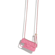 Load image into Gallery viewer, Unleash Luxury: Classic Lambskin Flap Case with Leather Chain for iPhone 12/13/14