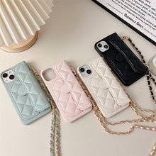 Load image into Gallery viewer, Discover Luxury: Caviar Classic Flap Case with Leather Chain for iPhone 12/13/14