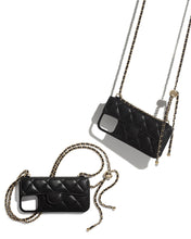 Load image into Gallery viewer, Unleash Luxury: Classic Lambskin Flap Case with Leather Chain for iPhone 12/13/14