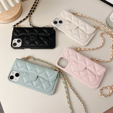 Load image into Gallery viewer, Discover Luxury: Caviar Classic Flap Case with Leather Chain for iPhone 12/13/14