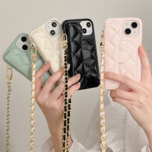Load image into Gallery viewer, Discover Luxury: Caviar Classic Flap Case with Leather Chain for iPhone 12/13/14