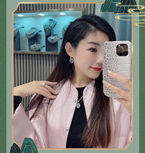 Load image into Gallery viewer, 18K White Gold Plated 925 Sterling Silver Natural Chalcedony Jade Flower Pendant