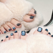 Load image into Gallery viewer, Galactic Blue Cat Eye Press-On Toenails