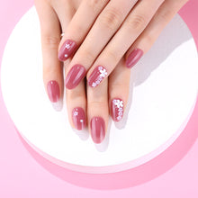 Load image into Gallery viewer, 24pcs Reusable Short 3D Floral Rhinestone Stick-on/press on/ False Nails
