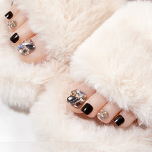 Load image into Gallery viewer, OKTAKE En Vogue Onyx & Crystal Press-On Toenails - Evening Elegance Collection