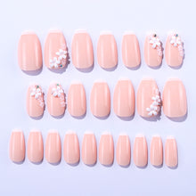 Load image into Gallery viewer, 24pcs Reusable Short 3D Floral Rhinestone Stick-on/press on/ False Nails