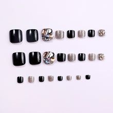 Load image into Gallery viewer, OKTAKE En Vogue Onyx & Crystal Press-On Toenails - Evening Elegance Collection