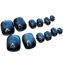 Load image into Gallery viewer, Galactic Blue Cat Eye Press-On Toenails