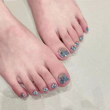 Load image into Gallery viewer, OKTAKE Sparkle Blue Press-On Toe Nails | Handmade & Customized