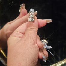 Load image into Gallery viewer, Lavender Grace French Tip Mid-Length Handmade Press-On Nails with Ribbon Detail