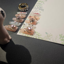 Load image into Gallery viewer, Bubblegum Blossom Long T Press-On Nails with Crystal Embellishments