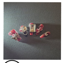 Load image into Gallery viewer, Elegant Sparkle Floral Press-On Nails with Rose Designs on Red Base