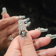 Load image into Gallery viewer, Variety of Celestial Frost Handmade Press-On Nails with shimmering blue and purple hues