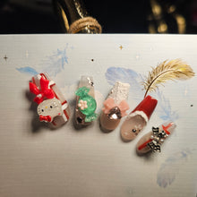 Load image into Gallery viewer, Luxurious Hello Kitty handmade nail set with crystal details