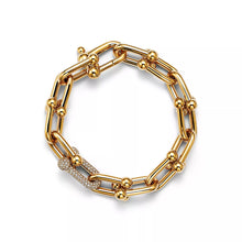 Load image into Gallery viewer, 14K Gold Plated Large Hardwear U-Link Bracelet Made with Swarovski Crystal