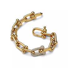 Load image into Gallery viewer, 14K Gold Plated Large Hardwear U-Link Bracelet Made with Swarovski Crystal