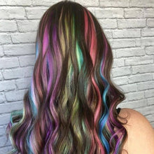 Load image into Gallery viewer, Colorful synthetic hair extensions clip in various textures