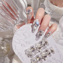 Load image into Gallery viewer, Moonlight Splendor Press-On Medium Length Nails with Opulent Gems
