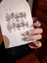 Load image into Gallery viewer, Moonlight Splendor Press-On Medium Length Nails with Opulent Gems
