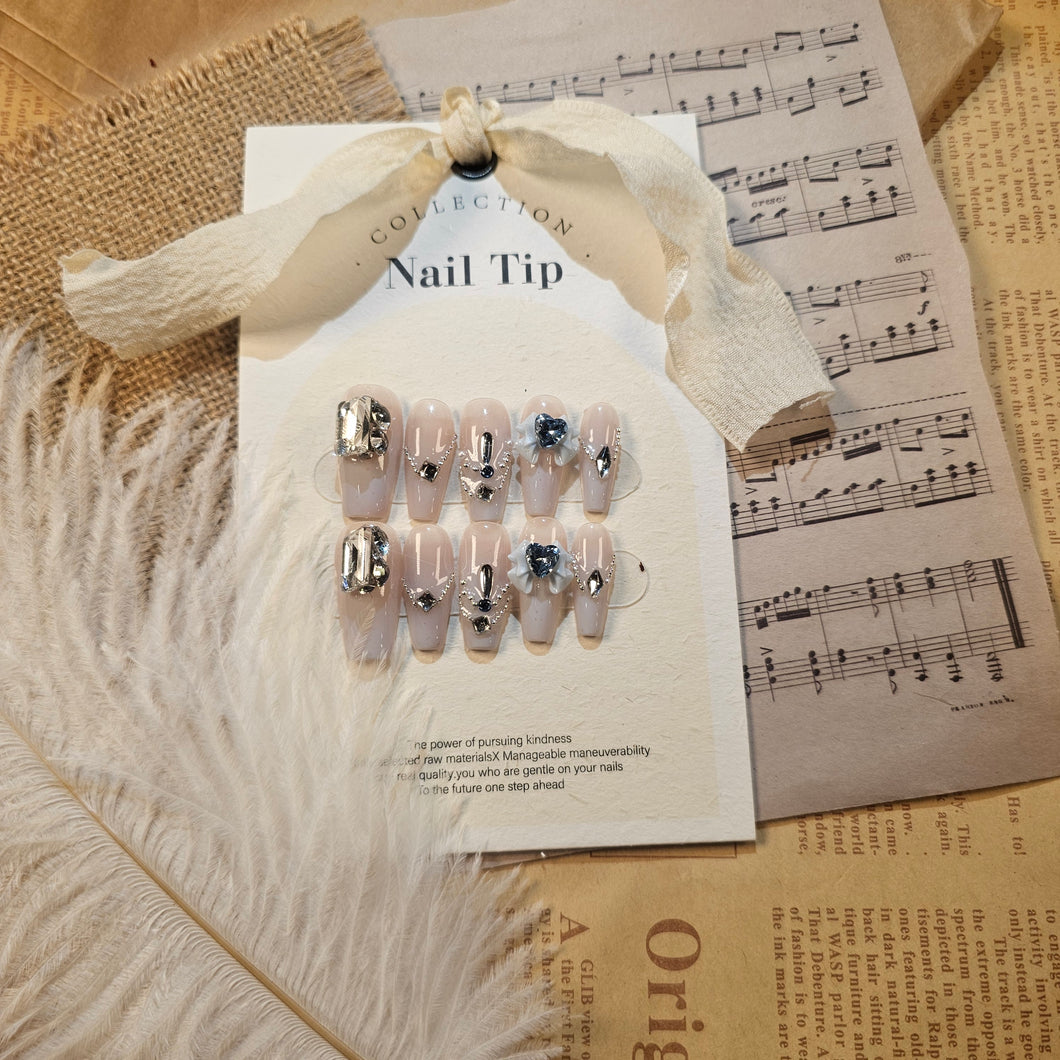 Handmade by Nail artists Enchanted Petal Elegance Press-On Nail Set