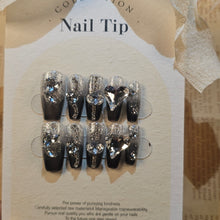 Load image into Gallery viewer, Handmade Noir Diamond Glitter Press-On Nail Collection
