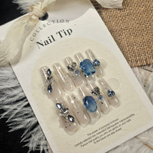 Load image into Gallery viewer, Chic Sapphire Glitter Press-On Nails – Luxe Handcrafted False Nail Set for Elegant Manicures
