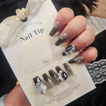 Load image into Gallery viewer, Glamour Noir Handmade Press-On Nail Set: Mesmerize with Every Move
