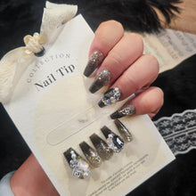 Load image into Gallery viewer, Glamour Noir Handmade Press-On Nail Set: Mesmerize with Every Move
