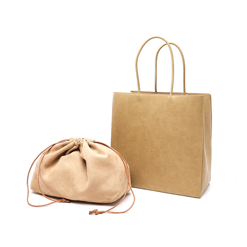 Luxurious Handmade Genuine Calfskin Brown Tote Bag-Inspired brown shopping bag