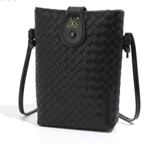 Load image into Gallery viewer, Stylish Mini Woven Crossbody Cellphone Bag in Faux Leather.

