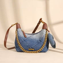 Load image into Gallery viewer, Trendy Designer Denim Hobos Shoulder Crossbody Handbags and Purses with Medusa Chain
