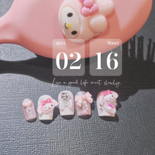 Cargar imagen en el visor de la galería, Elegant Easter Bunny Themed Press-On Nails for Springtime
