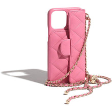 Load image into Gallery viewer, Unleash Luxury: Classic Lambskin Flap Case with Leather Chain for iPhone 12/13/14
