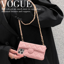 Load image into Gallery viewer, Discover Luxury: Caviar Classic Flap Case with Leather Chain for iPhone 12/13/14
