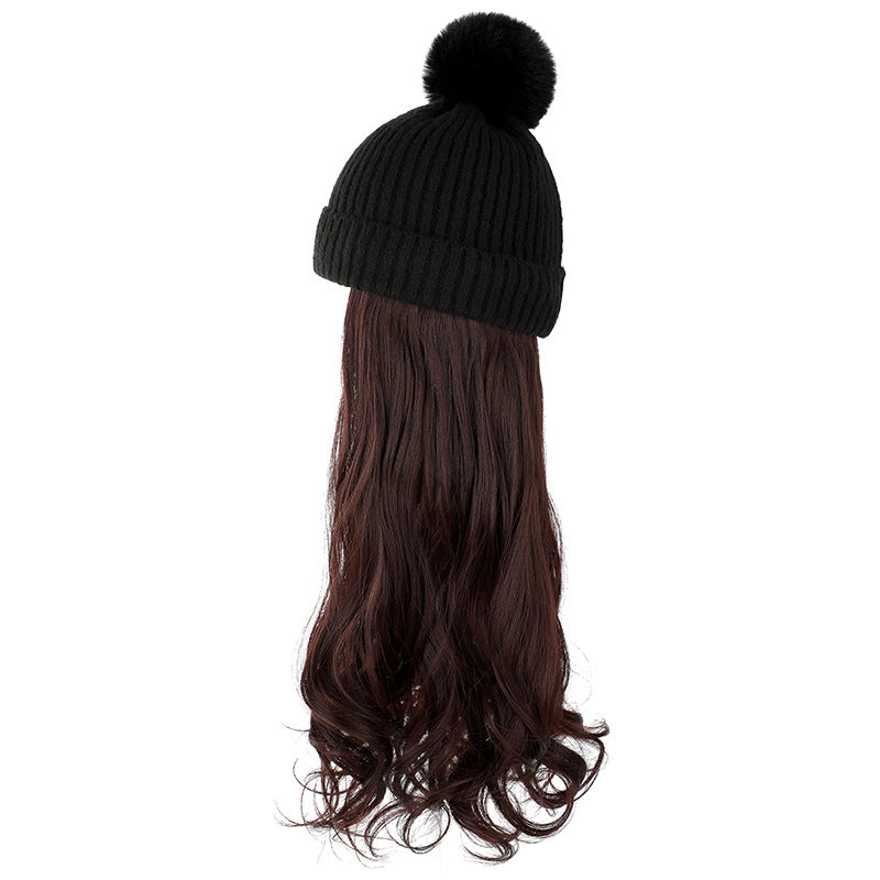Versatile Detachable Wig Beanie - Stylish Wool Hat with Removable Hairpiece - Cozy Winter Accessory in Multiple Colors