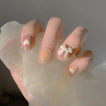 Load image into Gallery viewer, 24pcs Reusable Short 3D Floral Rhinestone Stick-on/press on/ False Nails
