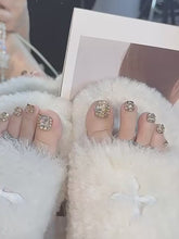 Load and play video in Gallery viewer, OKTAKE Golden Radiance Press-On Toe Nail Pedicure - Royal Bejeweled Collection
