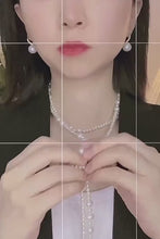 Load and play video in Gallery viewer, 160cm Sweater Pearl Necklace - Multiway Wear - 3-4mm and 8-9mm Pearls - Timeless Jewelry Piece

