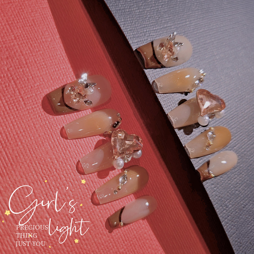 Handmade Press-On Nail with Crystals