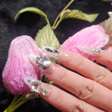 Load image into Gallery viewer, Refined RadLong Almond Press-On Nails with Crystal Embellishmentsiance
