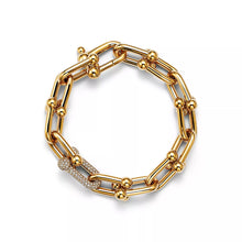 Load image into Gallery viewer, 14K Gold Plated Large Hardwear U-Link Bracelet Made with Swarovski Crystal
