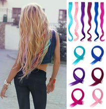 Cargar imagen en el visor de la galería, Multi-colored party highlights hair extensions displayed
